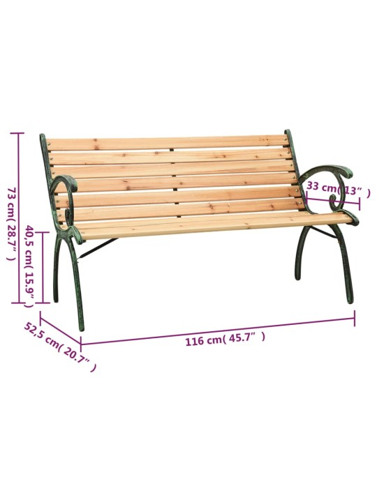 Zahradní lavice 116 cm litina a masivní jedlové dřevo