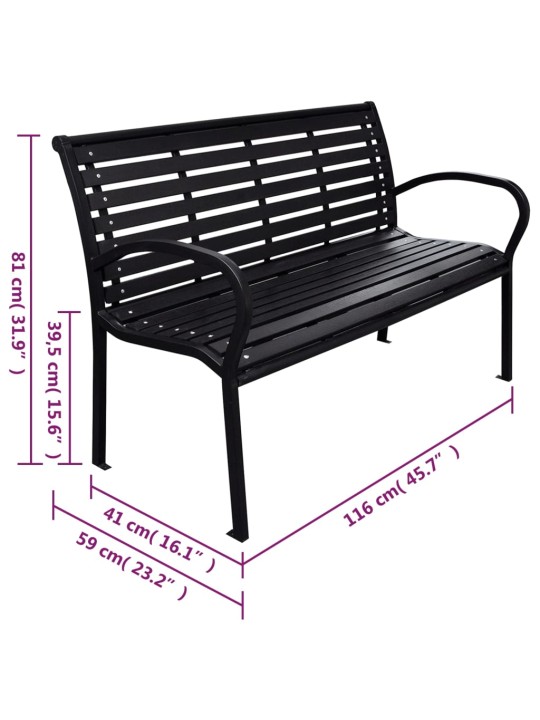 Zahradní lavice černá 116 cm ocel a WPC