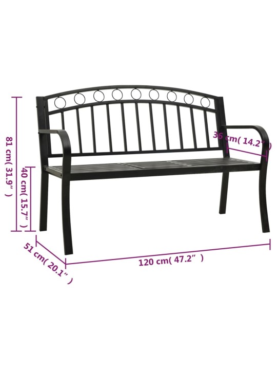 Zahradní lavice se stolkem černá 120 cm ocel