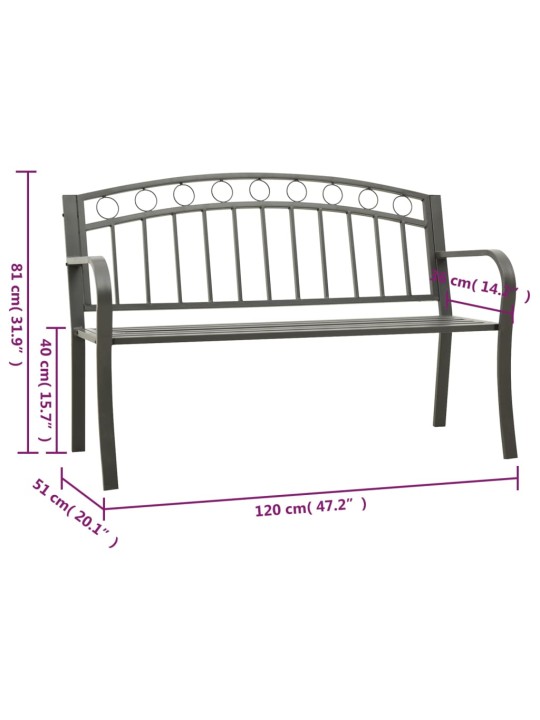 Zahradní lavice šedá 120 cm ocel