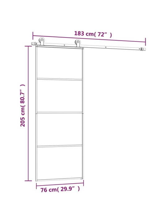 Posuvné dveře s kováním 76x205 cm ESG sklo a hliník