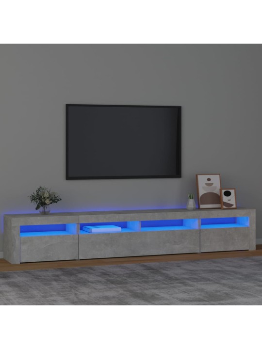TV skříňka s LED osvětlením betonově šedá 240x35x40 cm
