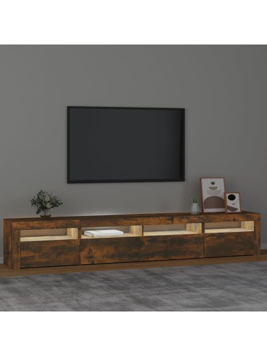 TV skříňka s LED osvětlením kouřový dub 240x35x40 cm