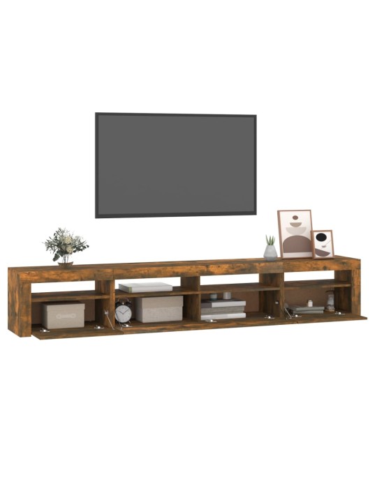TV skříňka s LED osvětlením kouřový dub 240x35x40 cm