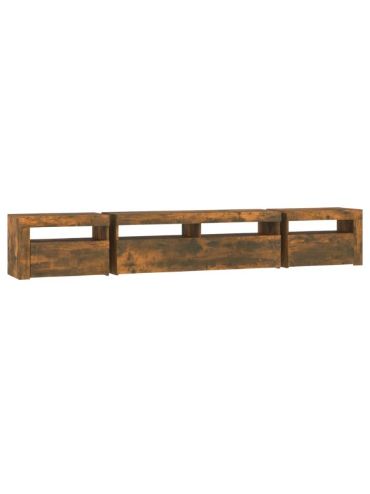 TV skříňka s LED osvětlením kouřový dub 240x35x40 cm