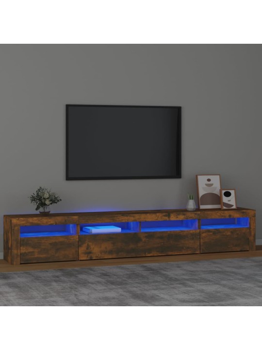 TV skříňka s LED osvětlením kouřový dub 240x35x40 cm