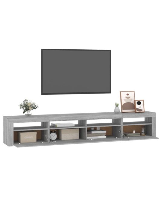 TV skříňka s LED osvětlením šedá sonoma 240x35x40 cm