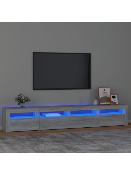 TV skříňka s LED osvětlením šedá sonoma 240x35x40 cm