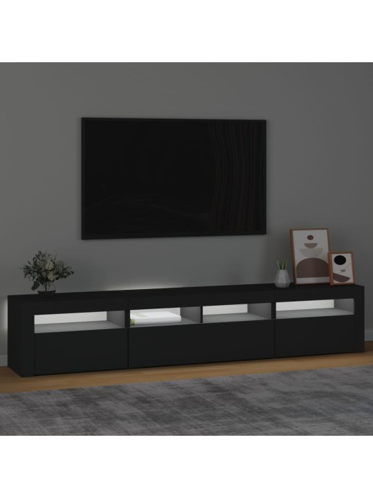 TV skříňka s LED osvětlením černá 210 x 35 x 40 cm