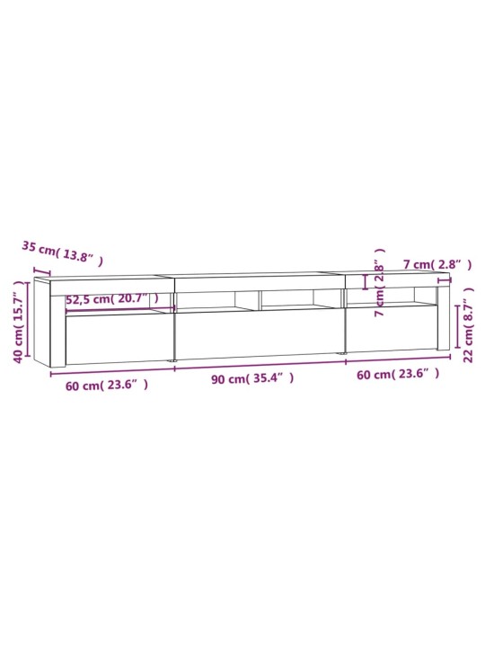 TV skříňka s LED osvětlením černá 210 x 35 x 40 cm