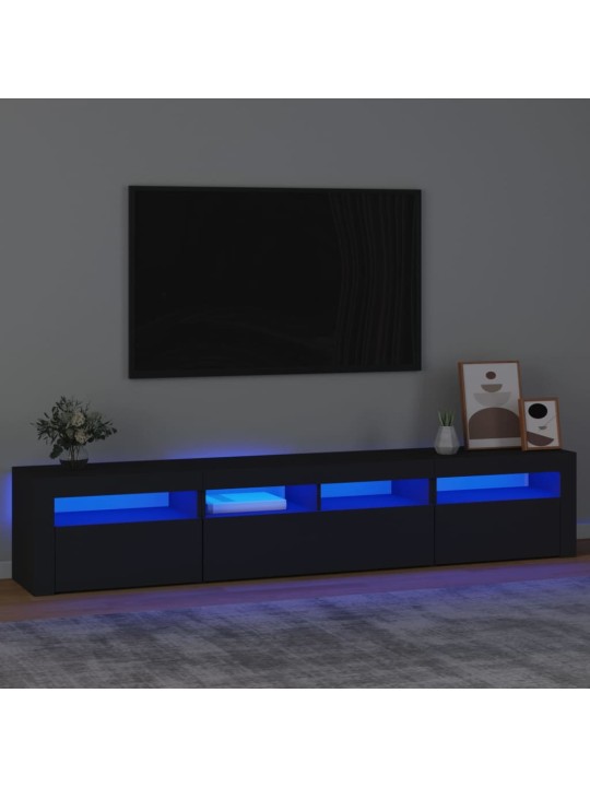 TV skříňka s LED osvětlením černá 210 x 35 x 40 cm