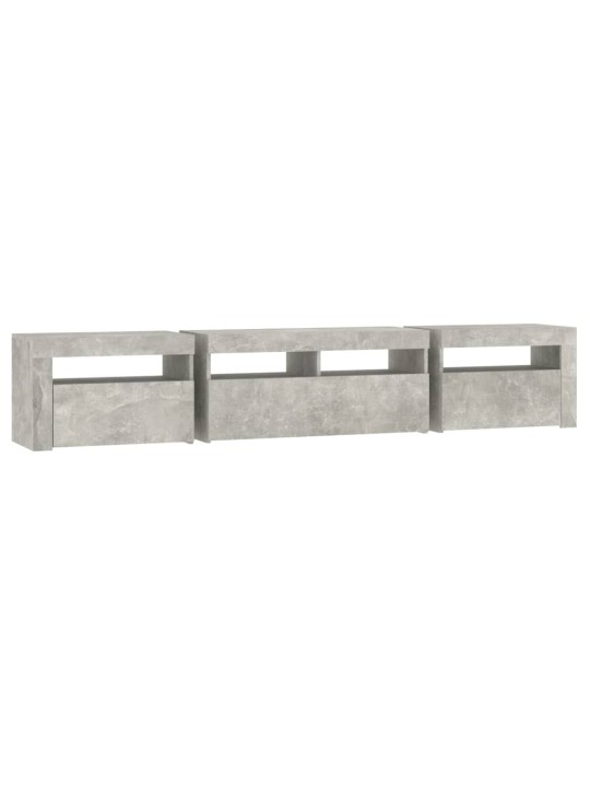 TV skříňka s LED osvětlením betonově šedá 210x35x40 cm