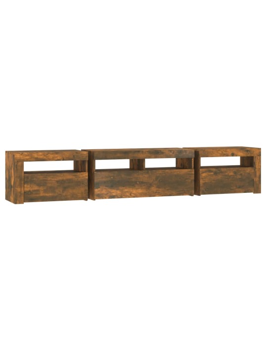 TV skříňka s LED osvětlením kouřový dub 210 x 35 x 40 cm