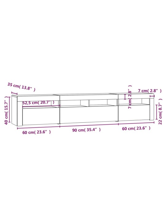 TV skříňka s LED osvětlením šedá sonoma 210 x 35 x 40 cm