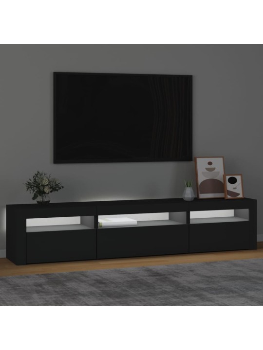 TV skříňka s LED osvětlením černá 195 x 35 x 40 cm