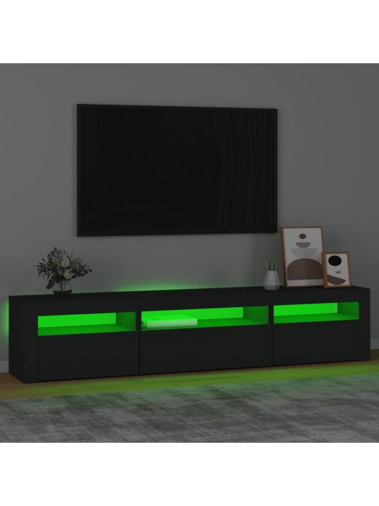 TV skříňka s LED osvětlením černá 195 x 35 x 40 cm