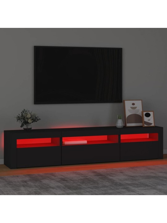 TV skříňka s LED osvětlením černá 195 x 35 x 40 cm