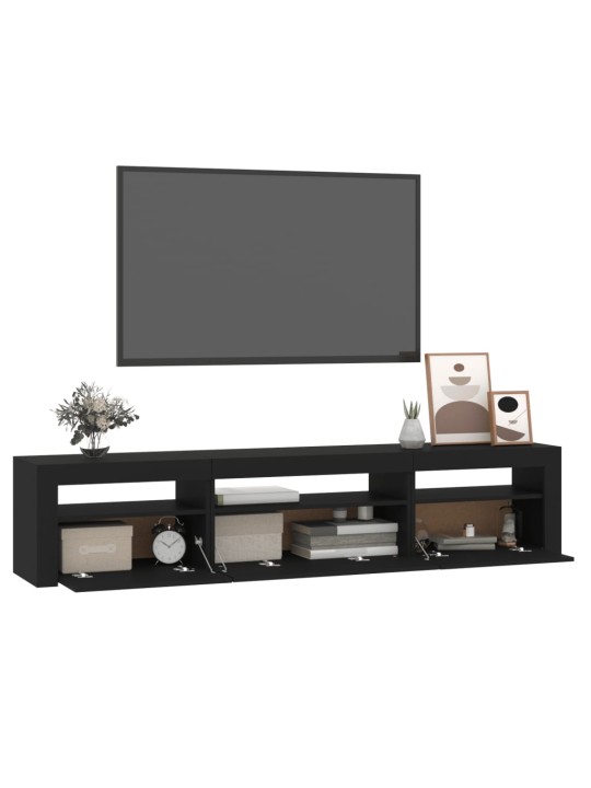TV skříňka s LED osvětlením černá 195 x 35 x 40 cm
