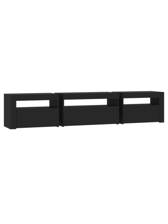 TV skříňka s LED osvětlením černá 195 x 35 x 40 cm