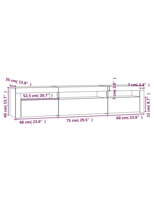 TV skříňka s LED osvětlením dub sonoma 195 x 35 x 40 cm