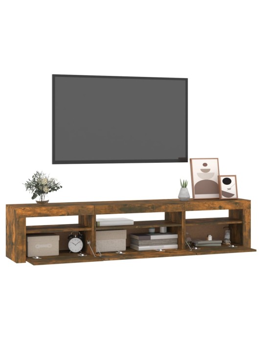 TV skříňka s LED osvětlením kouřový dub 195x35x40 cm