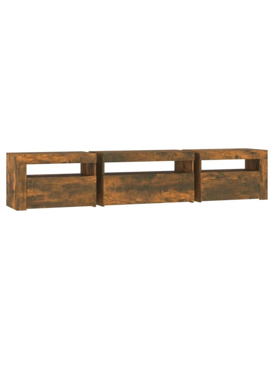 TV skříňka s LED osvětlením kouřový dub 195x35x40 cm