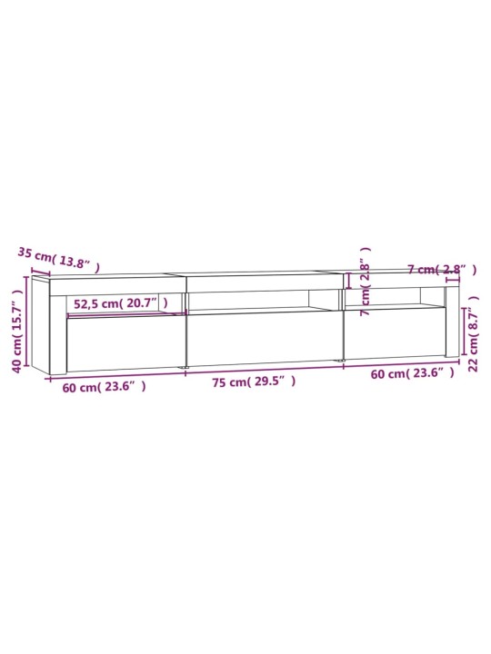TV skříňka s LED osvětlením šedá sonoma 195x35x40 cm