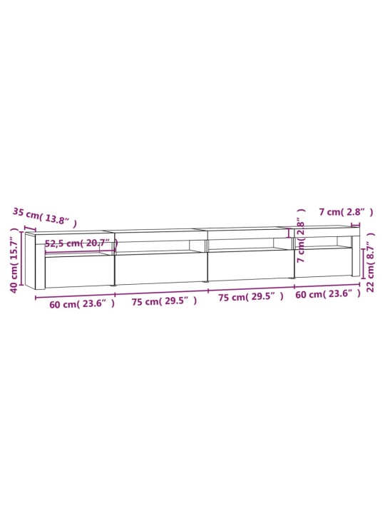 TV skříňka s LED osvětlením šedá sonoma 270 x 35 x 40 cm