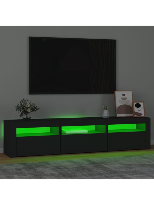 TV skříňka s LED osvětlením černá 180x35x40 cm