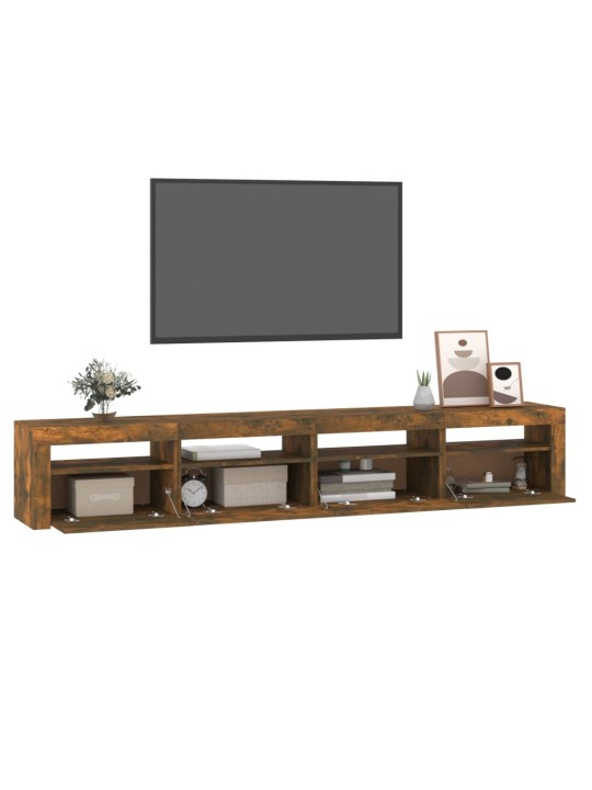 Tv skříňka s led osvětlením kouřový dub 240x35x40 cm