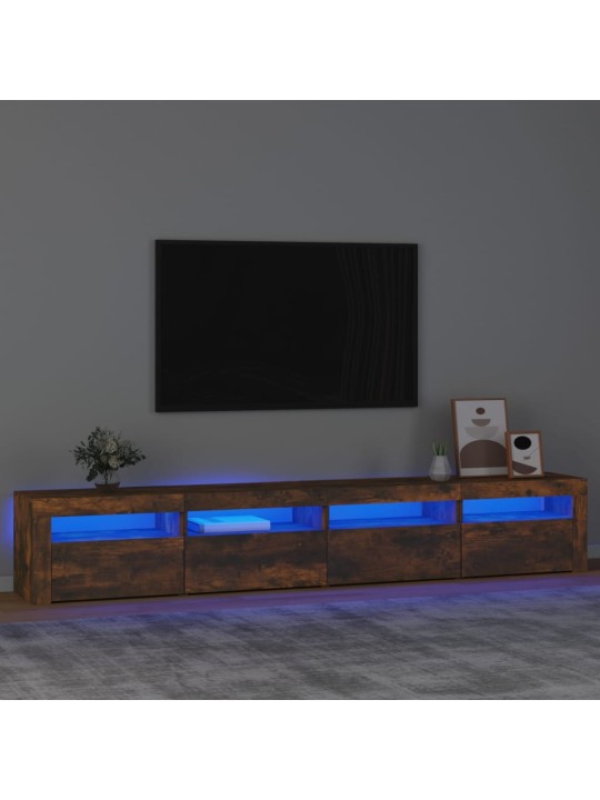 Tv skříňka s led osvětlením kouřový dub 240x35x40 cm