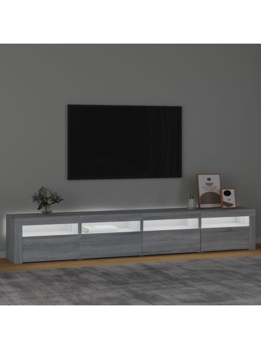 TV skříňka s LED osvětlením šedá sonoma 240x35x40 cm