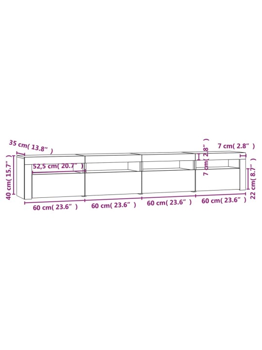 TV skříňka s LED osvětlením šedá sonoma 240x35x40 cm