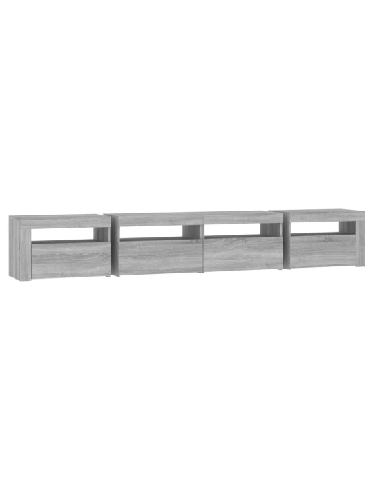 TV skříňka s LED osvětlením šedá sonoma 240x35x40 cm