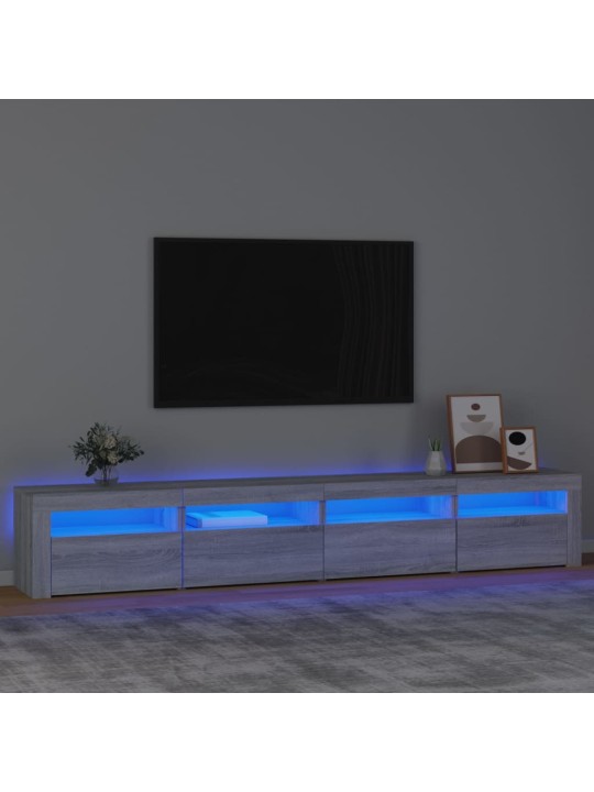 TV skříňka s LED osvětlením šedá sonoma 240x35x40 cm