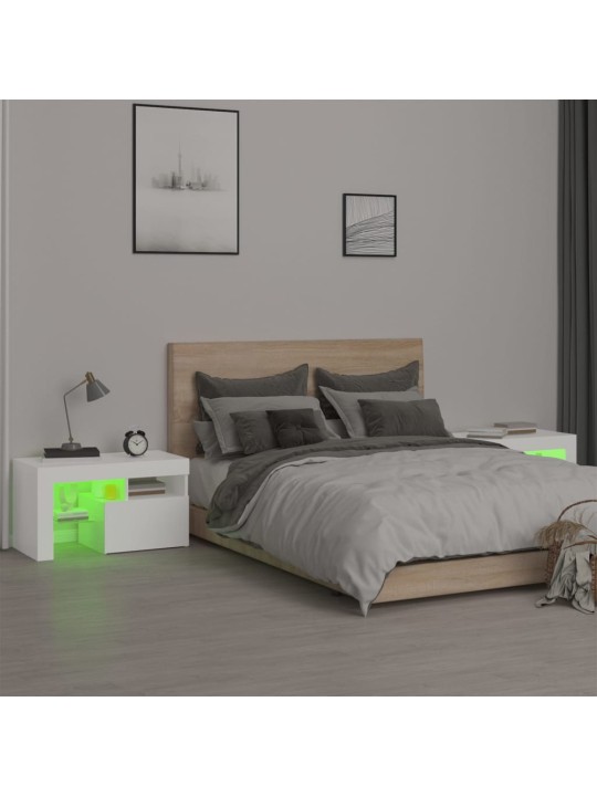 Noční stolky 2 ks s led osvětlením bílé 70 x 36,5 x 40 cm