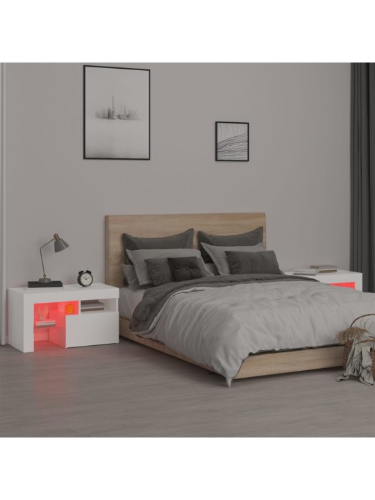 Noční stolky 2 ks s led osvětlením bílé 70 x 36,5 x 40 cm