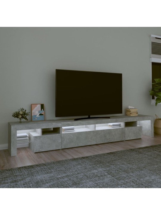 TV skříňka s LED osvětlením betonově šedá 260x36,5x40 cm