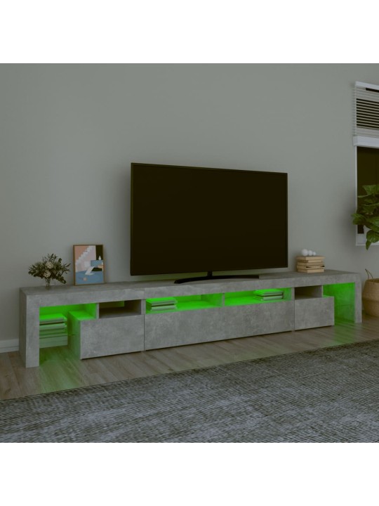 TV skříňka s LED osvětlením betonově šedá 260x36,5x40 cm