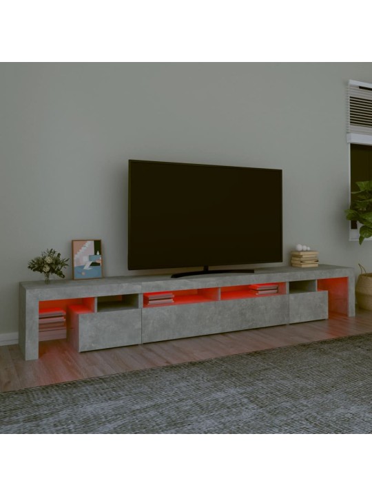 TV skříňka s LED osvětlením betonově šedá 260x36,5x40 cm
