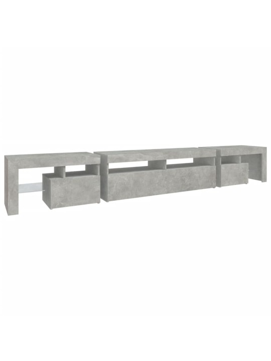 TV skříňka s LED osvětlením betonově šedá 260x36,5x40 cm
