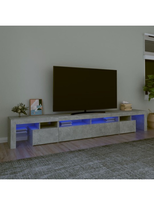 TV skříňka s LED osvětlením betonově šedá 260x36,5x40 cm
