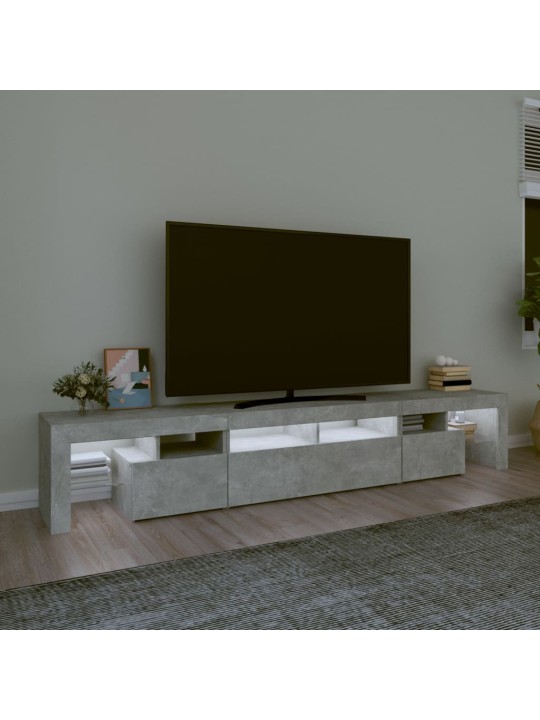 TV skříňka s LED osvětlením betonově šedá 230x36,5x40 cm
