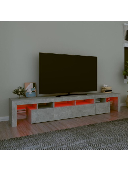 TV skříňka s LED osvětlením betonově šedá 230x36,5x40 cm