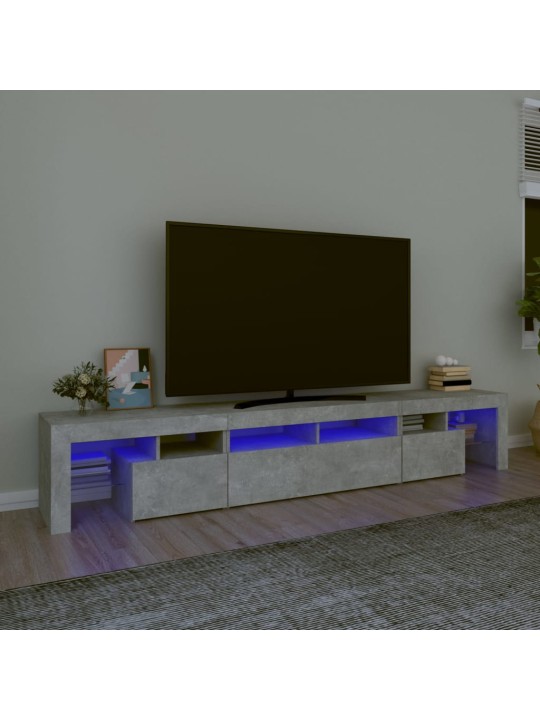 TV skříňka s LED osvětlením betonově šedá 230x36,5x40 cm