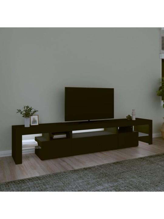 TV skříňka s LED osvětlením černá 215x36,5x40 cm