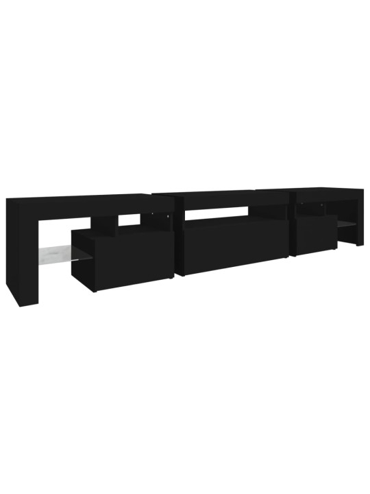TV skříňka s LED osvětlením černá 215x36,5x40 cm