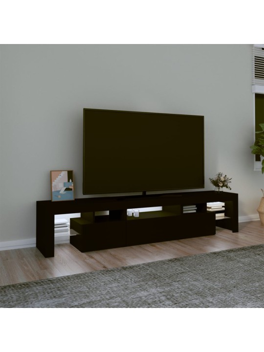 TV skříňka s LED osvětlením černá 200x36,5x40 cm