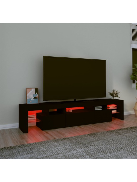 TV skříňka s LED osvětlením černá 200x36,5x40 cm