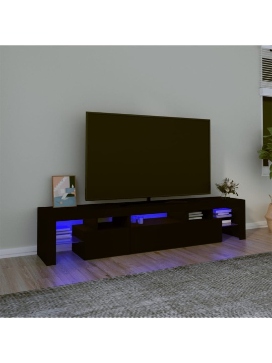 TV skříňka s LED osvětlením černá 200x36,5x40 cm